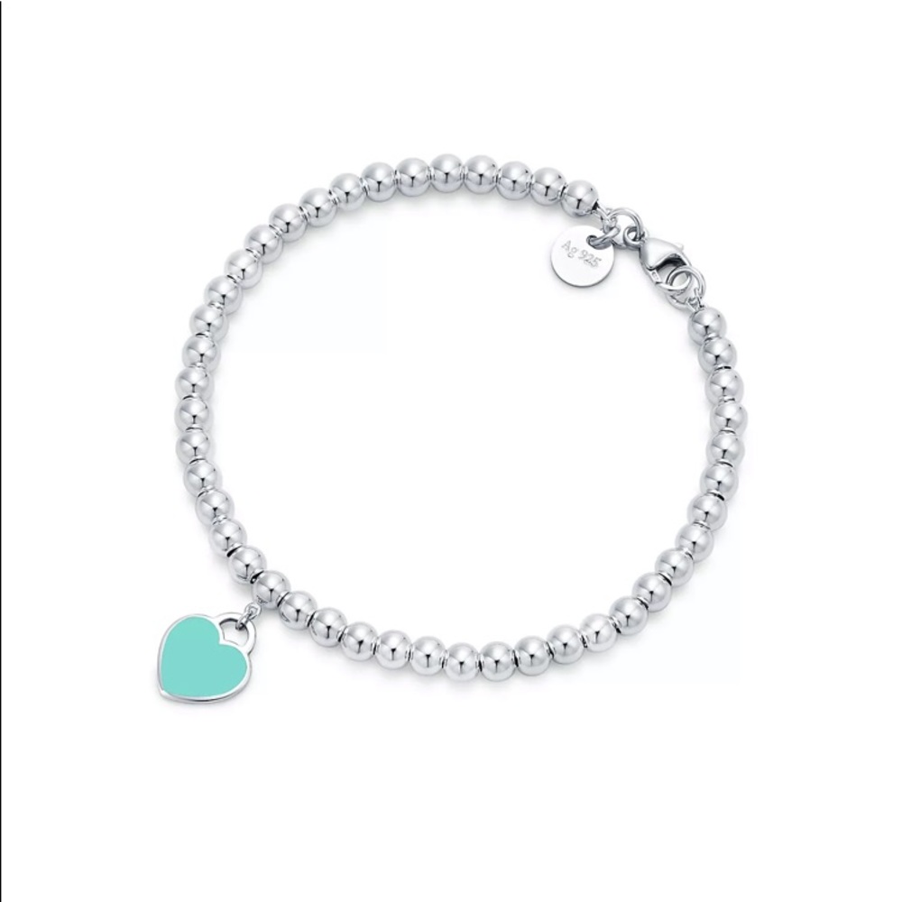 Tiffany Blue Heart Tag Bead Bracelet